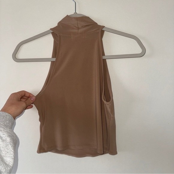 NWOT Nordstrom Open Edit Brown Tan Tank Top Sleeveless Mock Neck Small - Picture 5 of 5